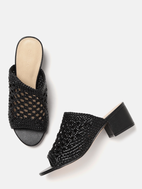 

CORSICA Women Black Woven Design Heeled Mules