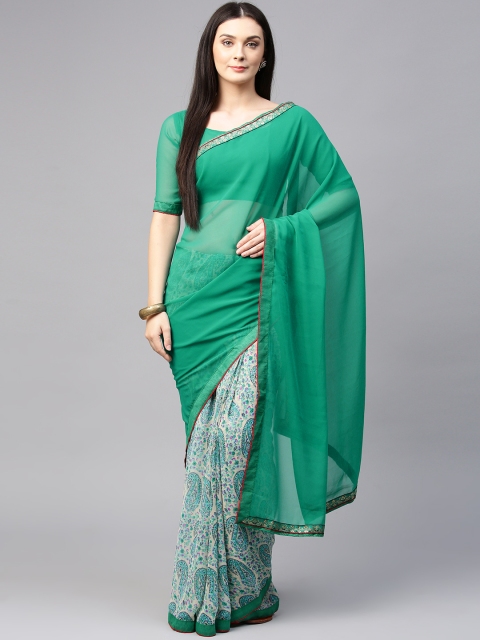 

Saree mall Sea Green Printed Poly Georgette Saree