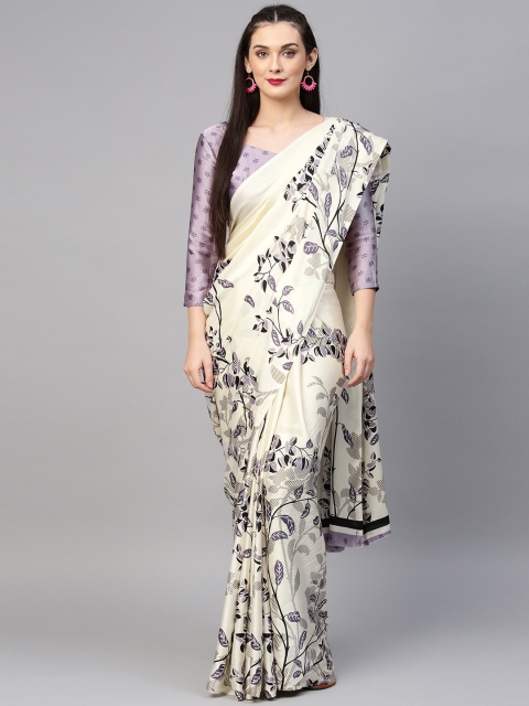 

Saree mall Off-White & Purple Printed Saree