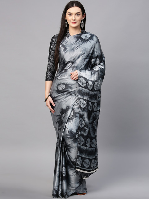 

Saree mall Grey & Black Printed Saree