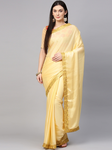 

Saree mall Yellow & Golden Solid Saree