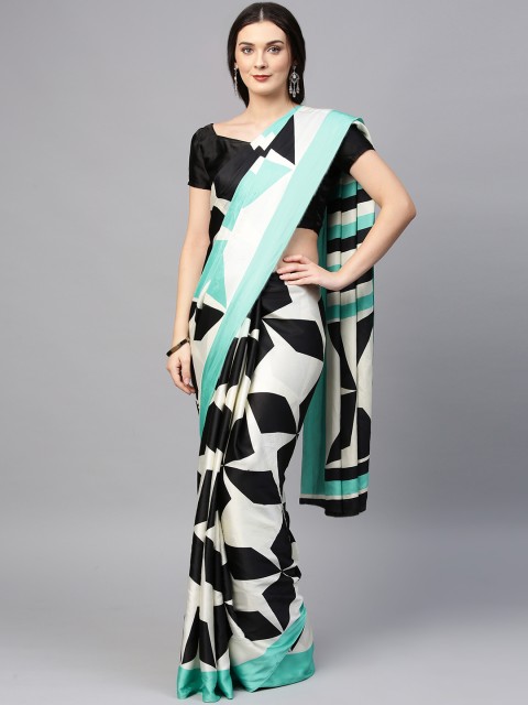 

Saree mall Black & Off-White Printed Saree