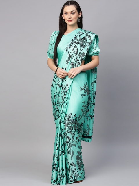 

Saree mall Sea Green & Black Printed Saree