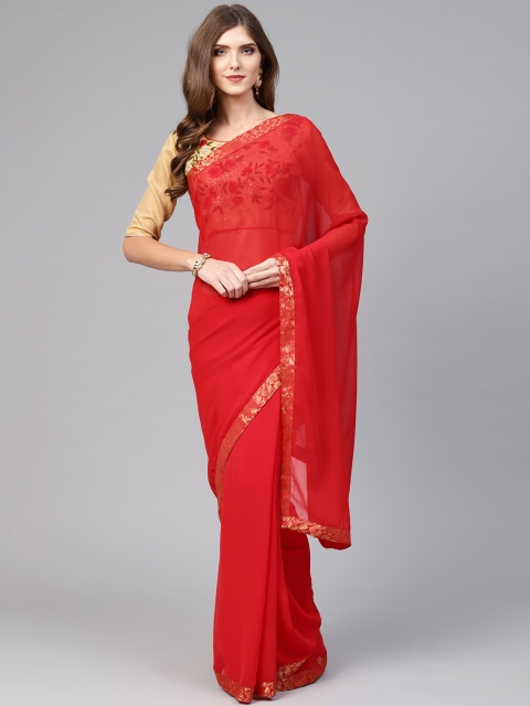 

Saree mall Red Embellished Saree