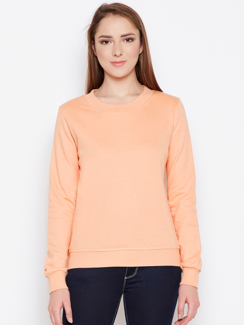 

Alsace Lorraine Paris Women Peach-Coloured Solid Sweatshirt