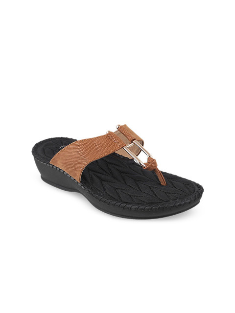 

Metro Women Brown Solid T-Strap Flats