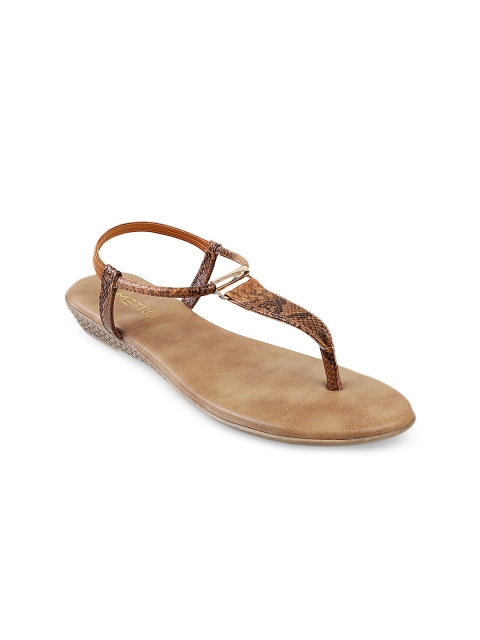 

Metro Women Tan Printed Synthetic T-Strap Flats