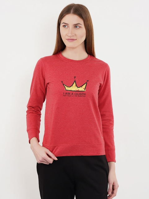 

Sweet Dreams Women Red Printed Detail Lounge Sweatshirt