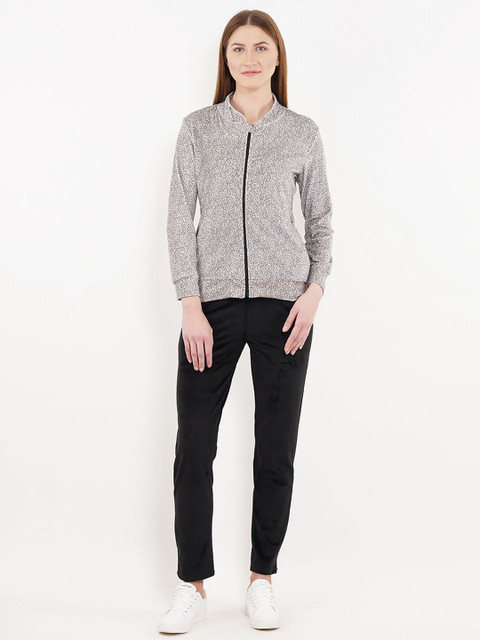 

Sweet Dreams Women Off-White and Black Printed Tracksuit