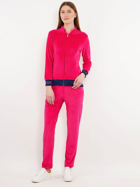 

Sweet Dreams Women Pink Solid Velour Finish Tracksuit