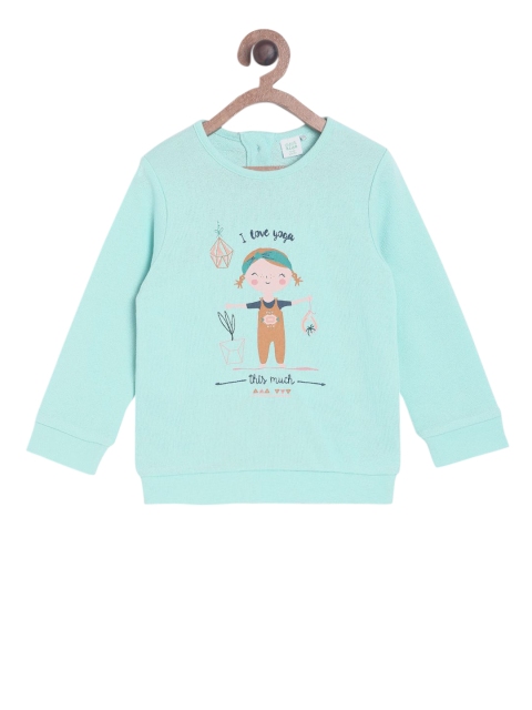 

MINI KLUB Girls Turquoise Blue Printed Sweatshirt
