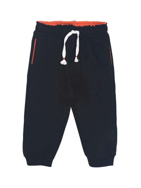 

MINI KLUB Boys Black Solid Straight-Fit Joggers
