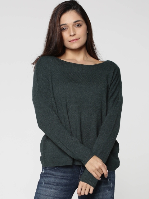 

ONLY Women Green Self Design Pullover