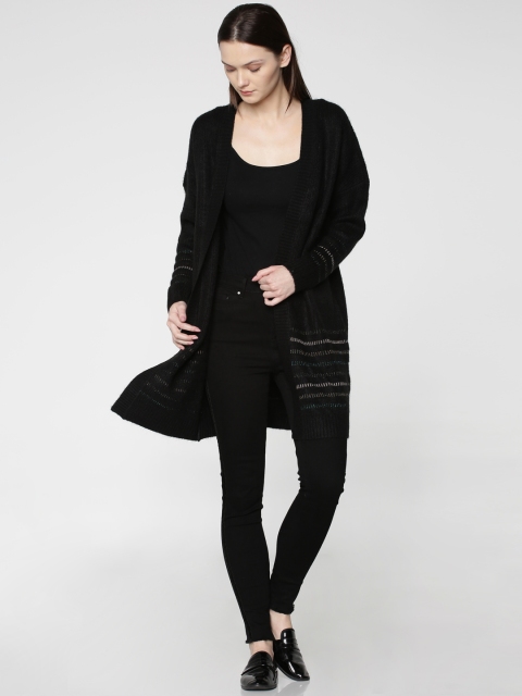 

ONLY Women Black Solid Front-Open Sweater