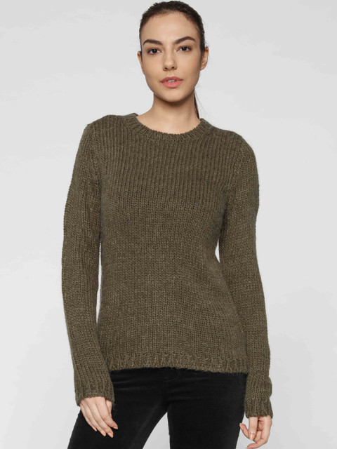 

ONLY Women Olive Green Solid Pullover