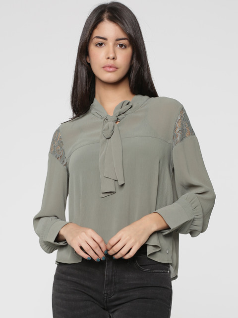 

ONLY Women Olive Green Solid Top