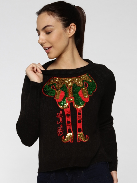 

ONLY Women Black Embellished Pullover