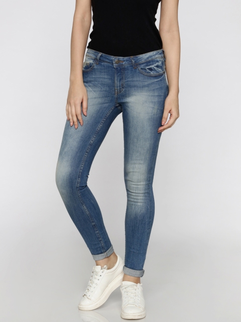 

ONLY Women Blue Skinny Fit Mid-Rise Clean Look Stretchable Jeans