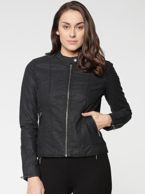 

ONLY Women Black Solid Biker Jacket