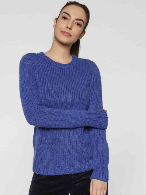 

ONLY Women Blue Solid Pullover