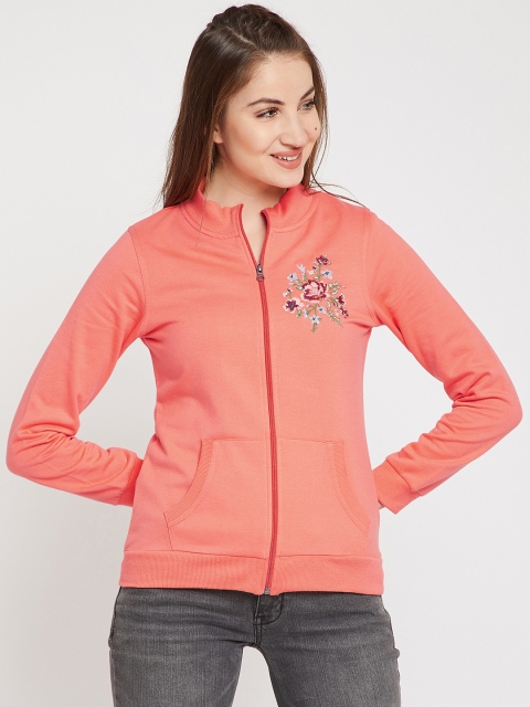 

RARE Women Peach-Coloured Solid Sweatshirt