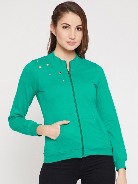 

Marie Claire Women Green Solid Sweatshirt