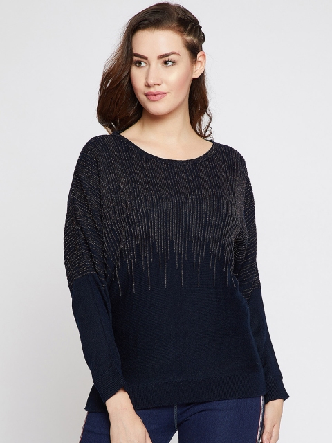 

Marie Claire Women Navy Blue Self Design Sweater