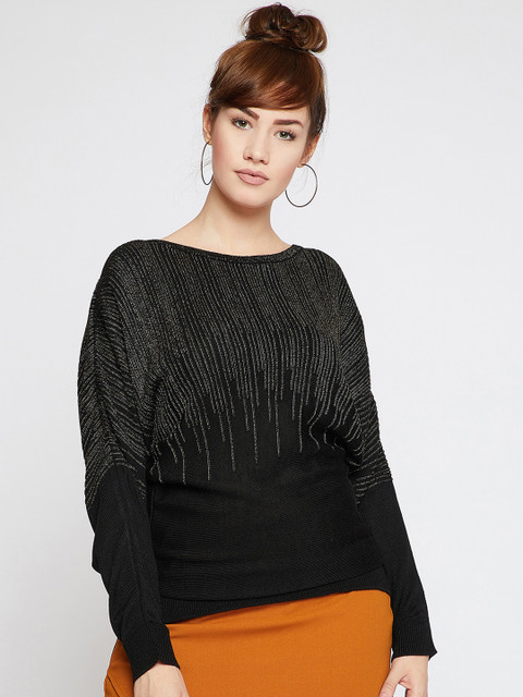 

Marie Claire Women Black Self Design Sweater