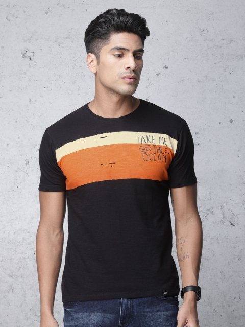 

Ecko Unltd Men Black Colourblocked Slim Fit Round Neck T-shirt