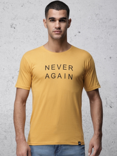 

Ecko Unltd Men Mustard Yellow Printed Round Neck T-shirt