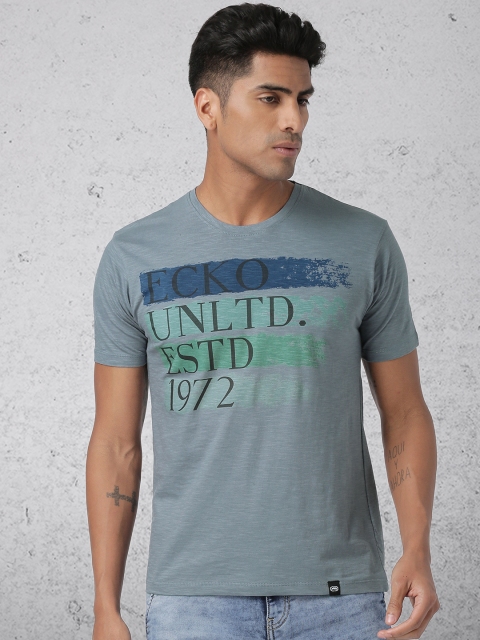 

Ecko Unltd Men Blue Printed Round Neck T-shirt