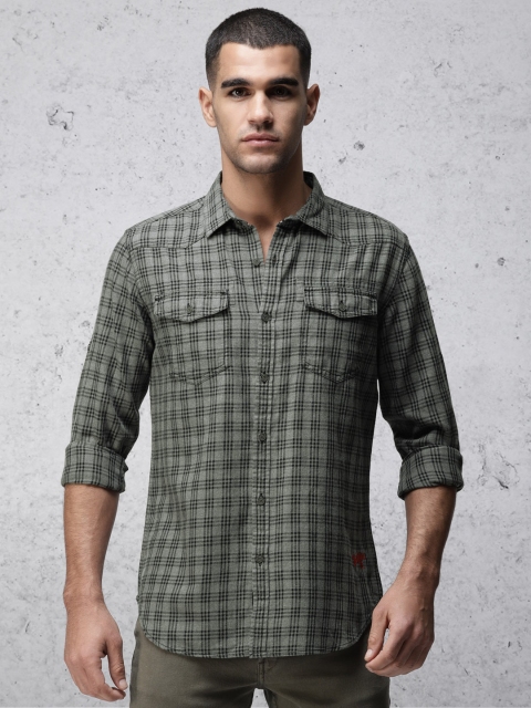 

Ecko Unltd Men Grey & Black Slim Fit Checked Casual Shirt