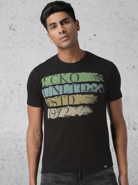 

Ecko Unltd Men Black Printed Round Neck T-shirt