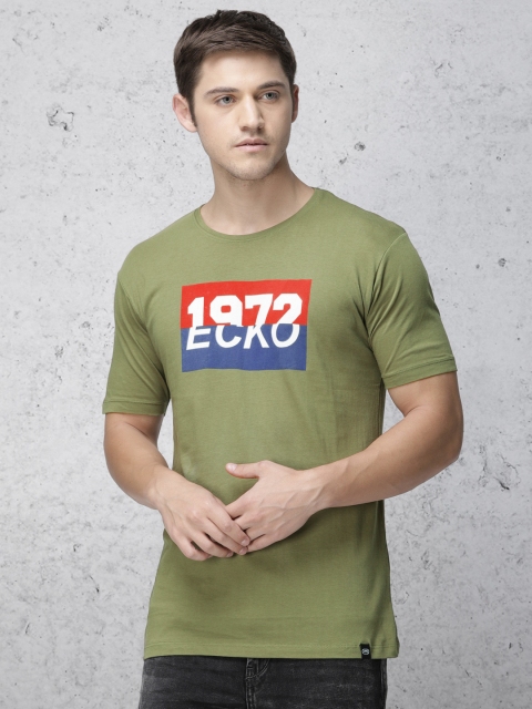 

Ecko Unltd Men Olive Green Printed Round Neck T-shirt