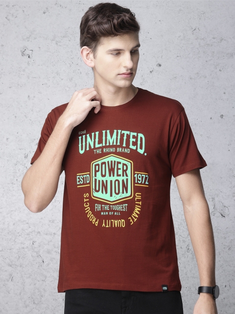 

Ecko Unltd Men Maroon Printed Slim Fit Round Neck T-shirt