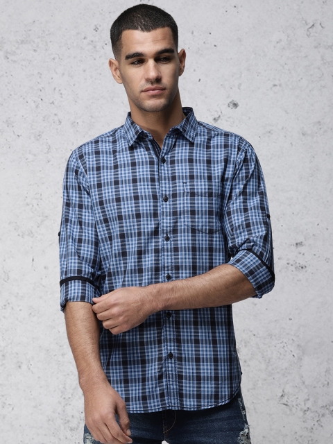 

Ecko Unltd Men Blue & White Slim Fit Checked Casual Shirt