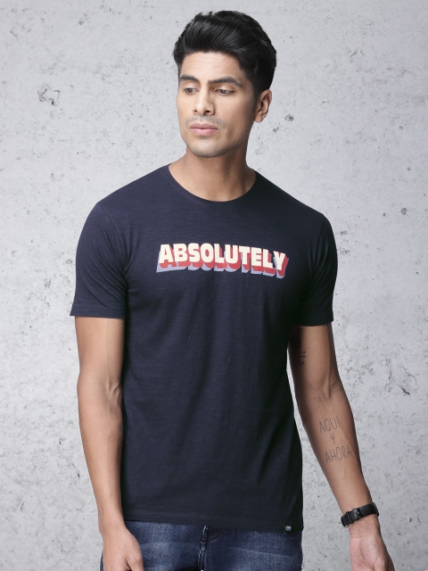 

Ecko Unltd Men Navy Blue Printed Slim Fit Round Neck T-shirt