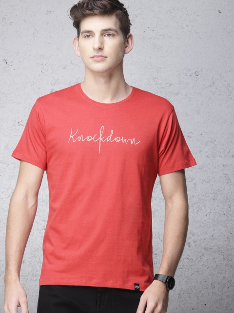 

Ecko Unltd Men Red Solid Slim Fit Round Neck T-shirt
