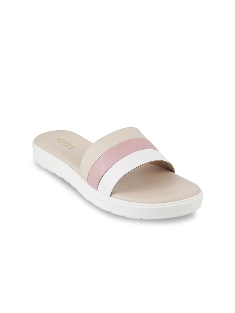 

Metro Women Beige & Pink Colourblocked Open Toe Flats