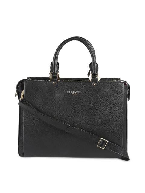 

Da Milano Men Black Solid Leather Laptop Bag