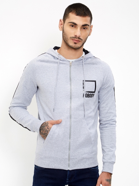 

Maniac Men Grey Solid Hooded Sweatshirt