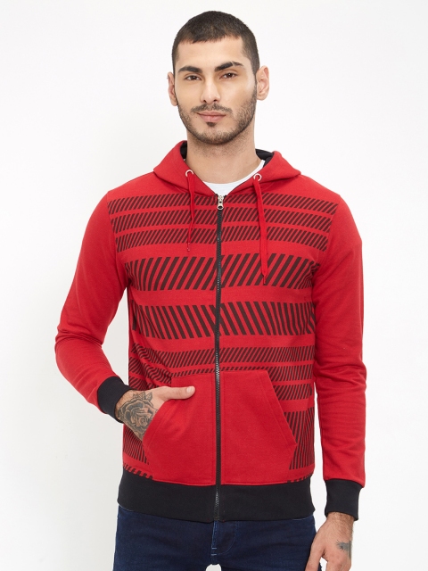 

Maniac Men Red & Black Printed Hooded Sweatshirt