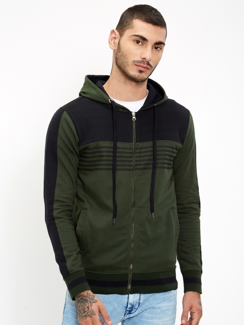 

Maniac Men Green & Black Striped Hooded Sweatshirt
