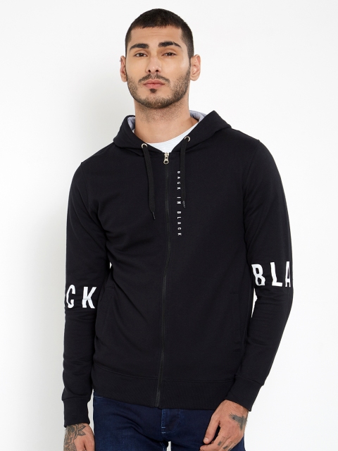 

Maniac Men Black Solid Hooded Sweatshirt