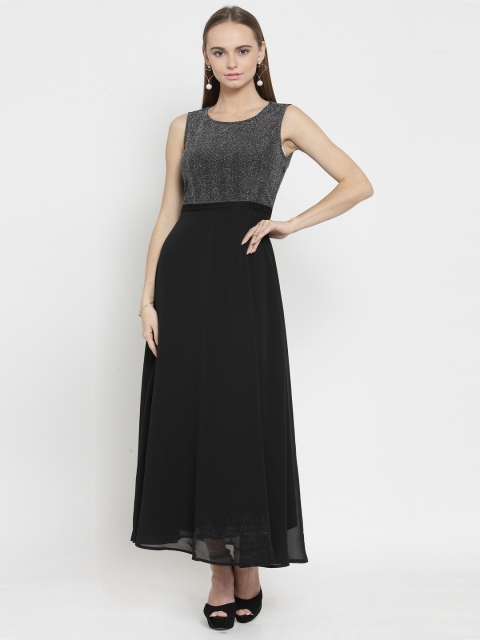 

Latin Quarters Women Black & Grey Colourblocked Maxi Dress