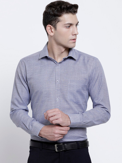 

RG DESIGNERS Men Blue Linen Slim Fit Printed Formal Shirt