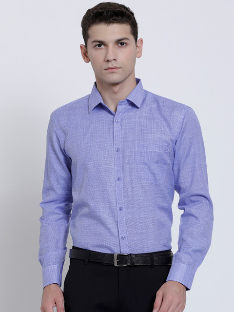

RG DESIGNERS Men Blue Linen Slim Fit Checked Formal Shirt