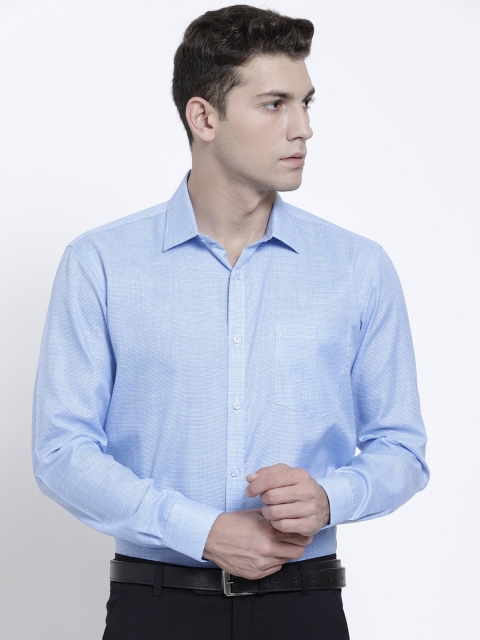 

RG DESIGNERS Men Blue Linen Slim Fit Solid Formal Shirt
