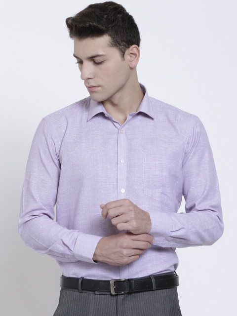 

RG DESIGNERS Men Lavender Slim Fit Linen Striped Formal Shirt
