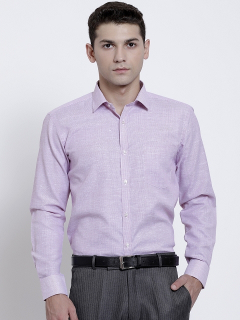 

RG DESIGNERS Men Purple Slim Fit Striped Linen Formal Shirt